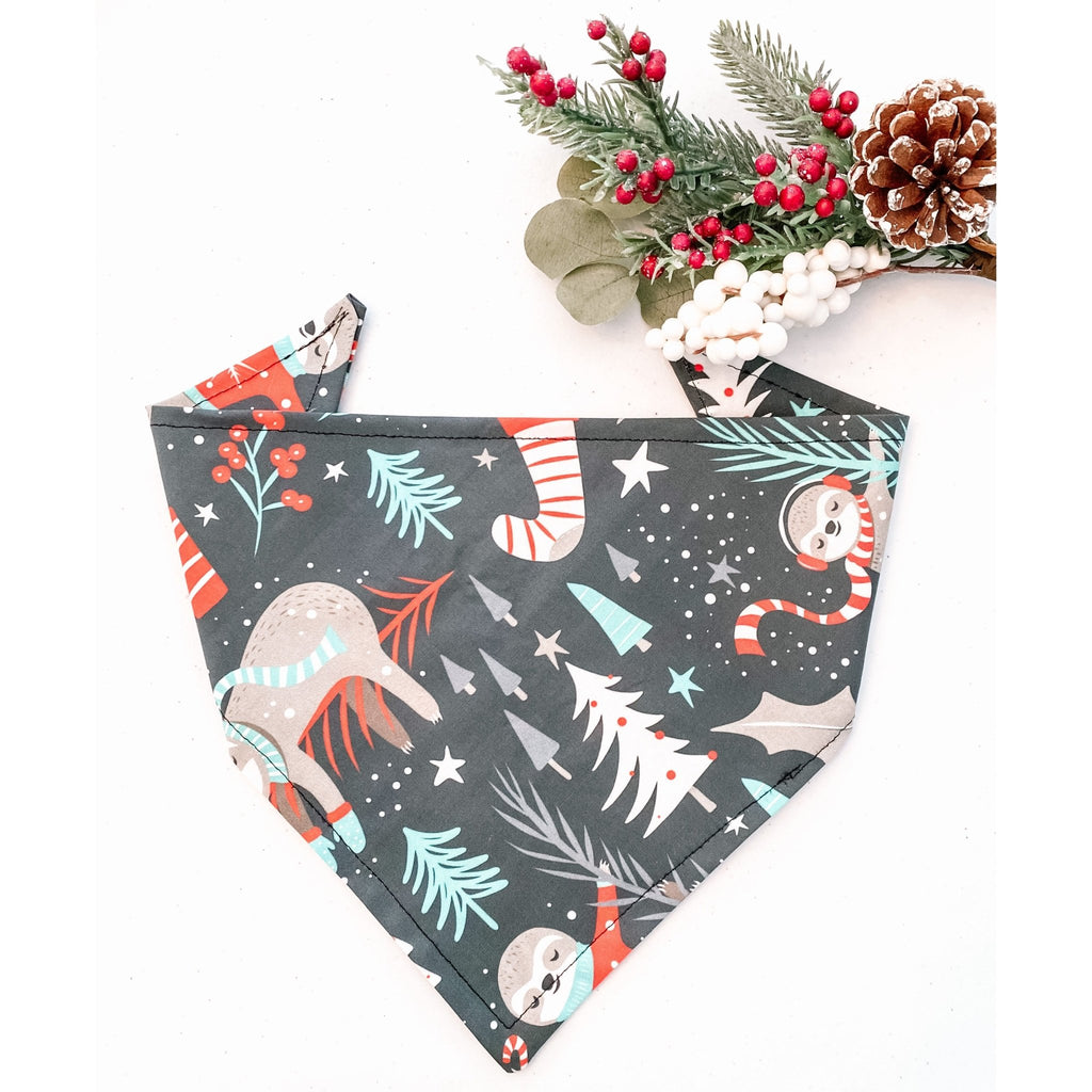 Holiday Sloth Bandana - Jersey Border Collars