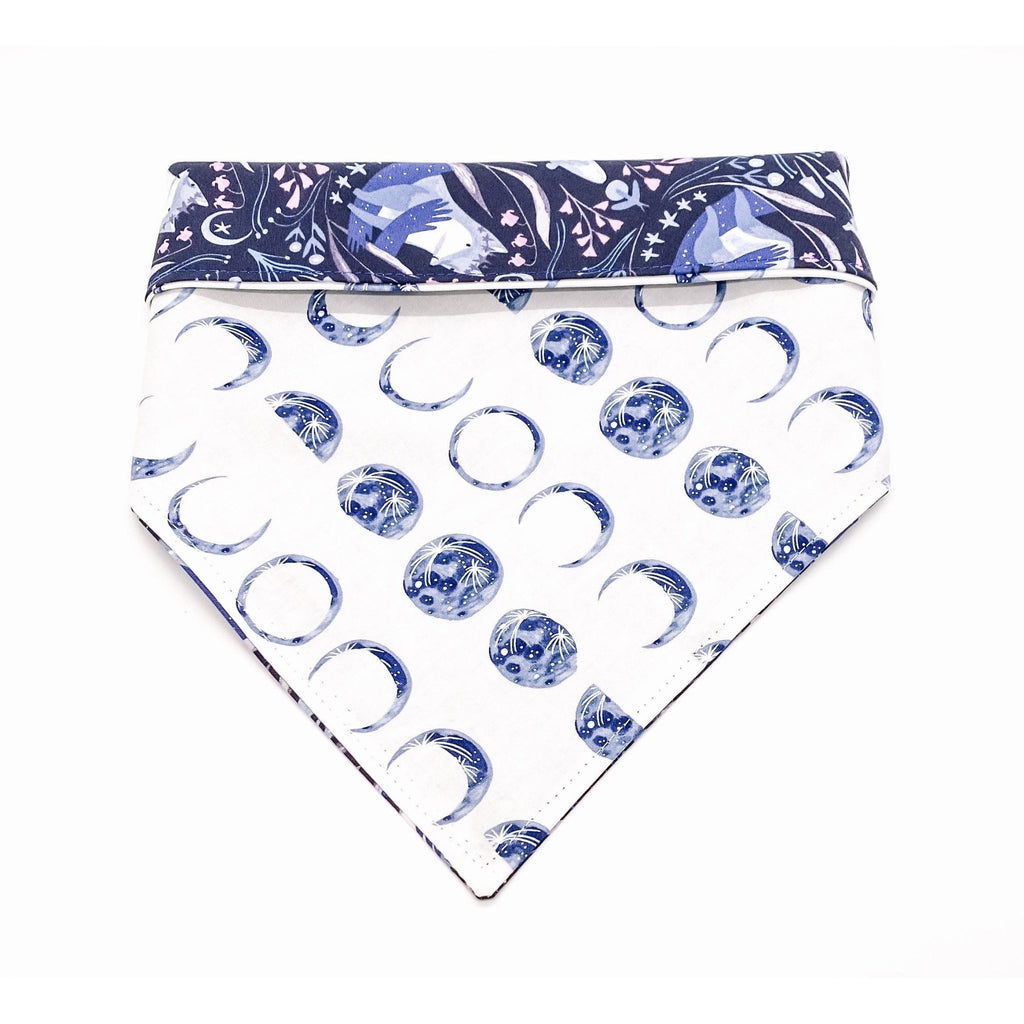 Luminescence Foxes / Moon Bandana - Reversible - Jersey Border Collars