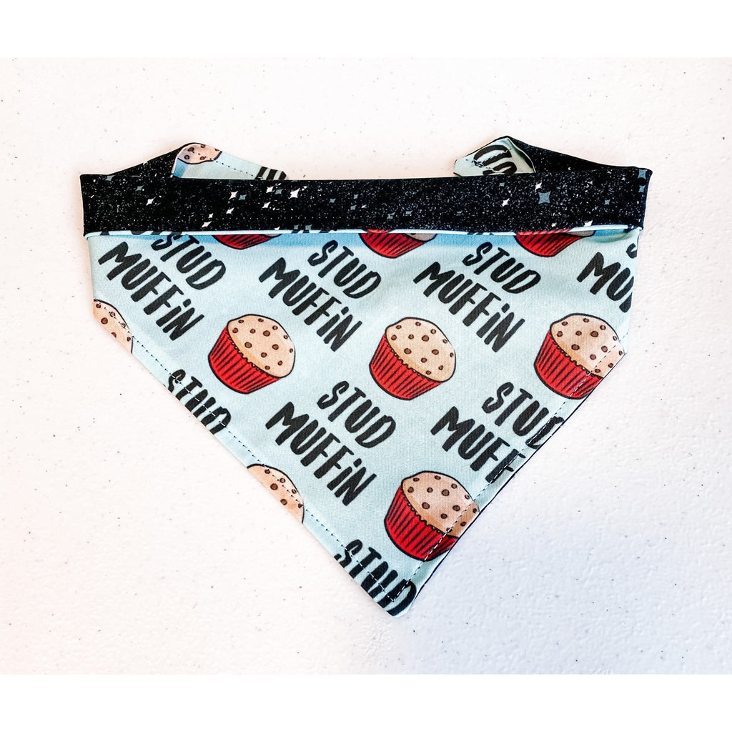 Stud Muffin / Black Stardust Bandana - Reversible - Jersey Border Collars