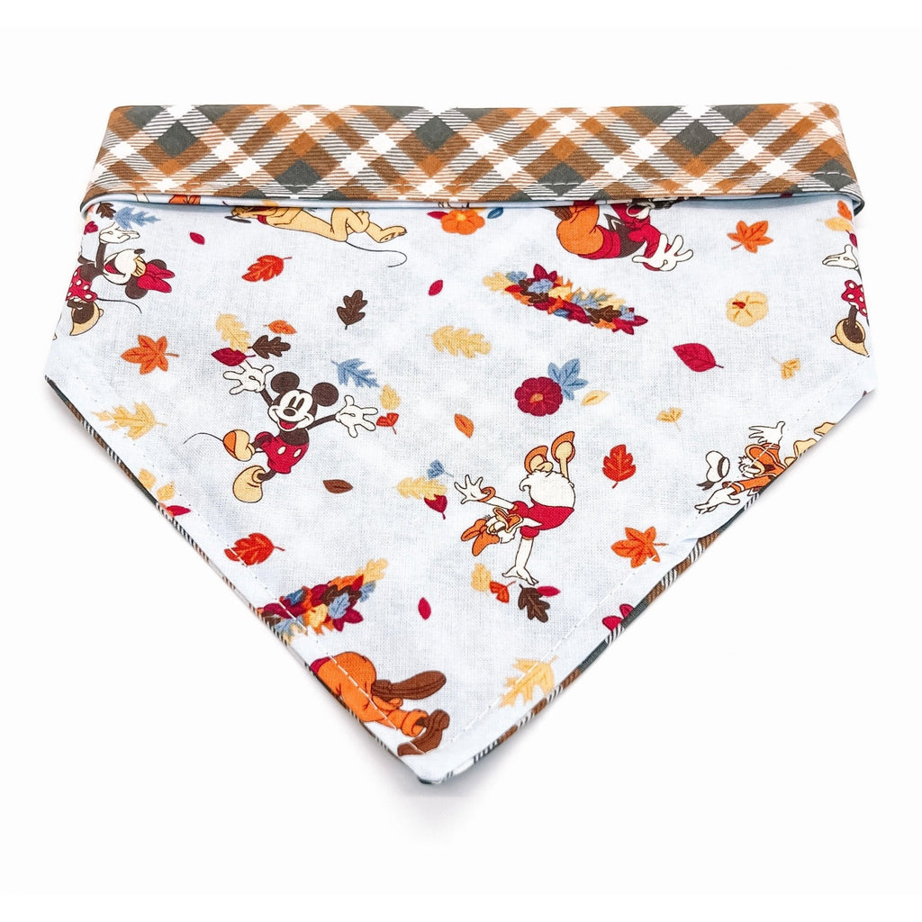 Disney Fall / Plaid Bandana - Reversible - Jersey Border Collars