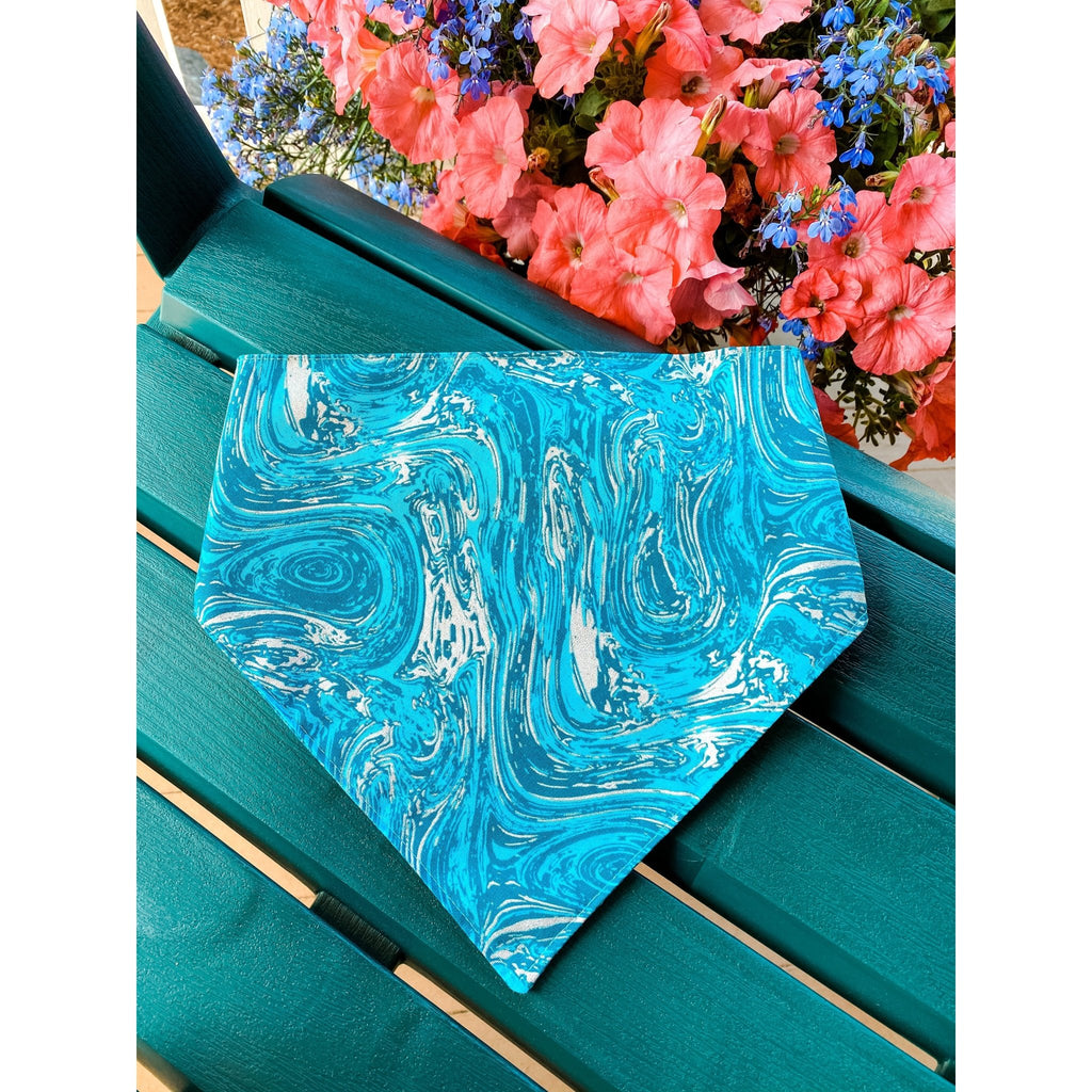 Crystal Blue / Silver Swirl Bandana - Jersey Border Collars