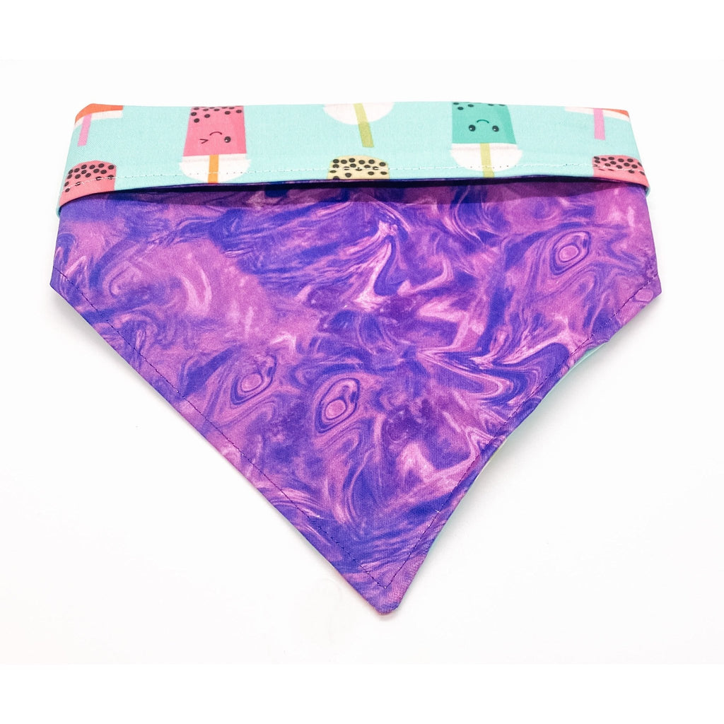 Boba Tea / Purple Fusion Bandana - Reversible - Jersey Border Collars