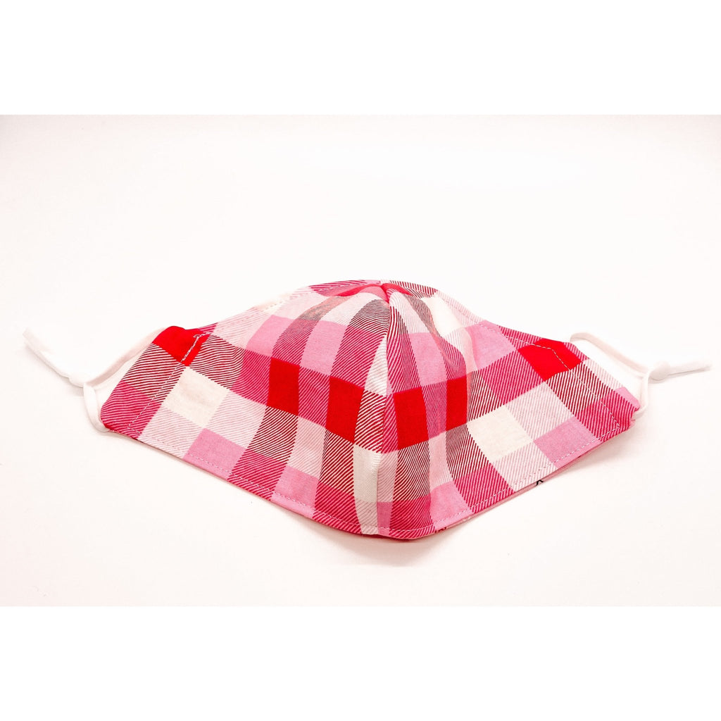 Pink XOXO / Plaid Face Mask w Adjustable Straps - Jersey Border Collars