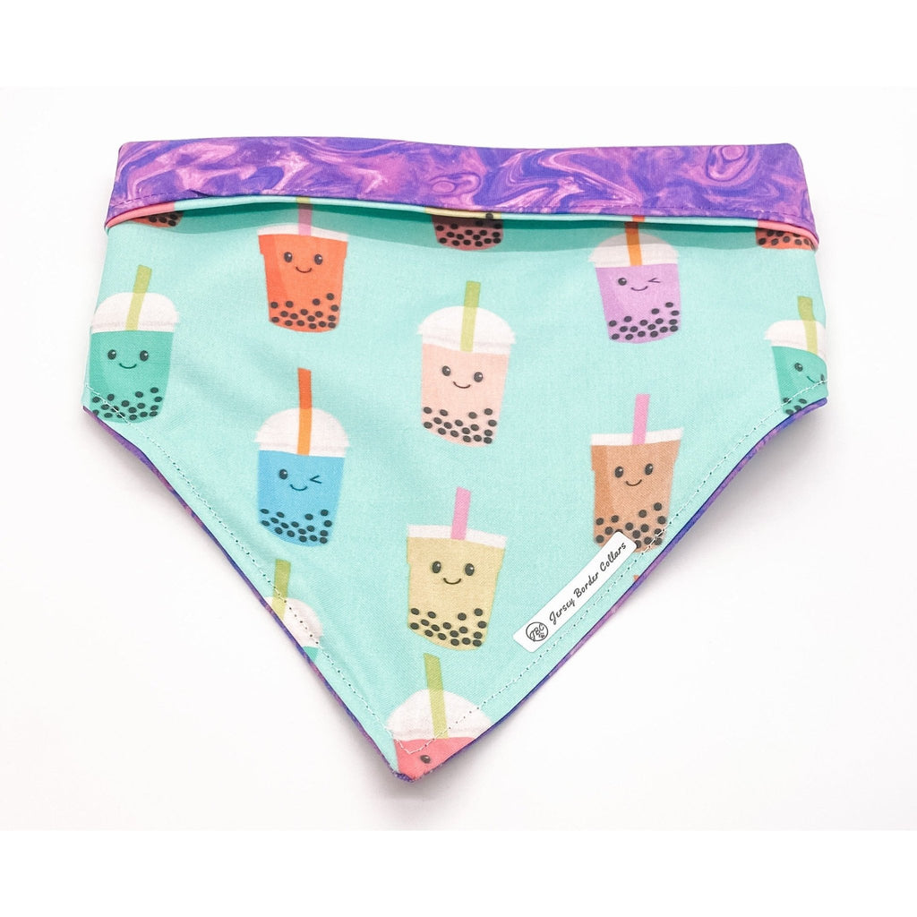 Boba Tea / Purple Fusion Bandana - Reversible - Jersey Border Collars