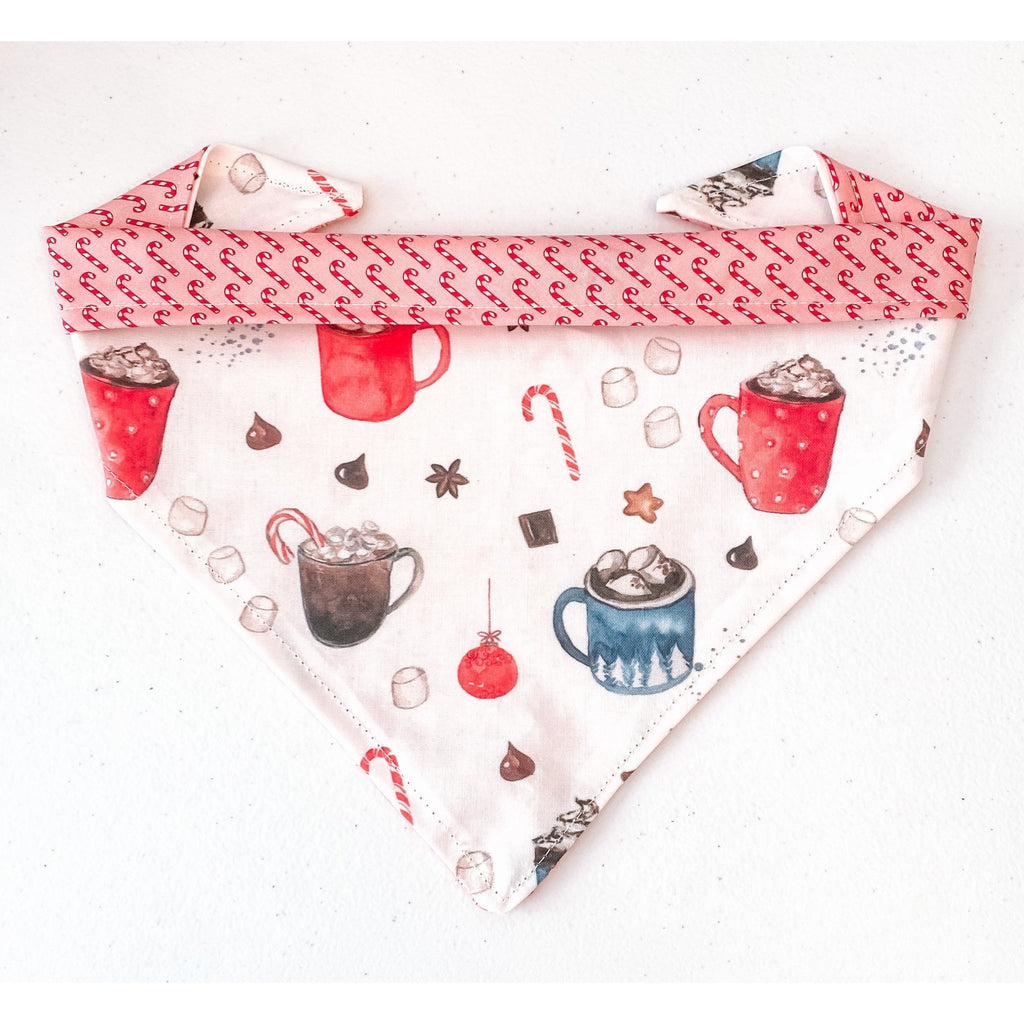 Hot Coco / Candy Cane Bandana - Reversible - Jersey Border Collars