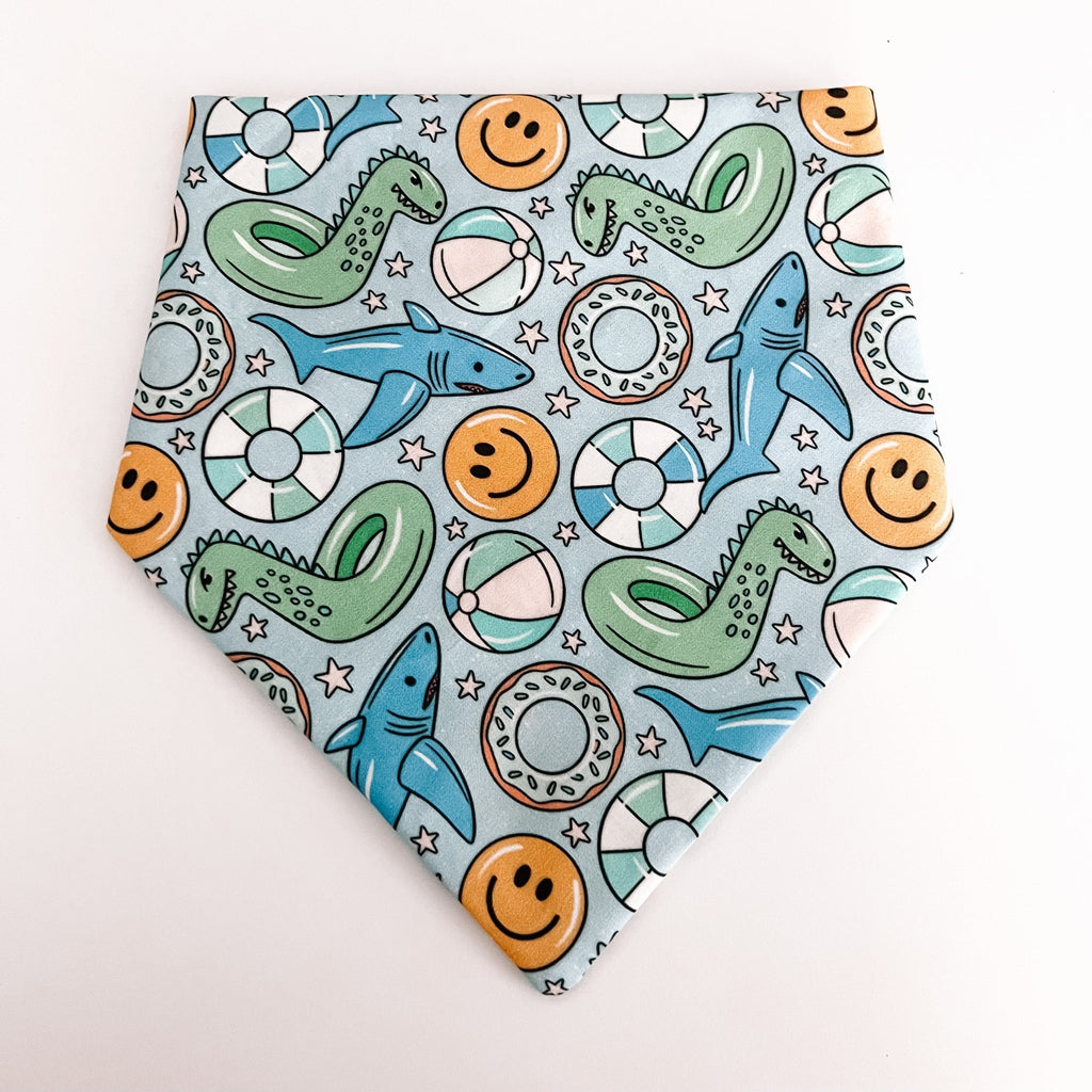 Shark & Dino Pool Floaties Bandana - Jersey Border Collars