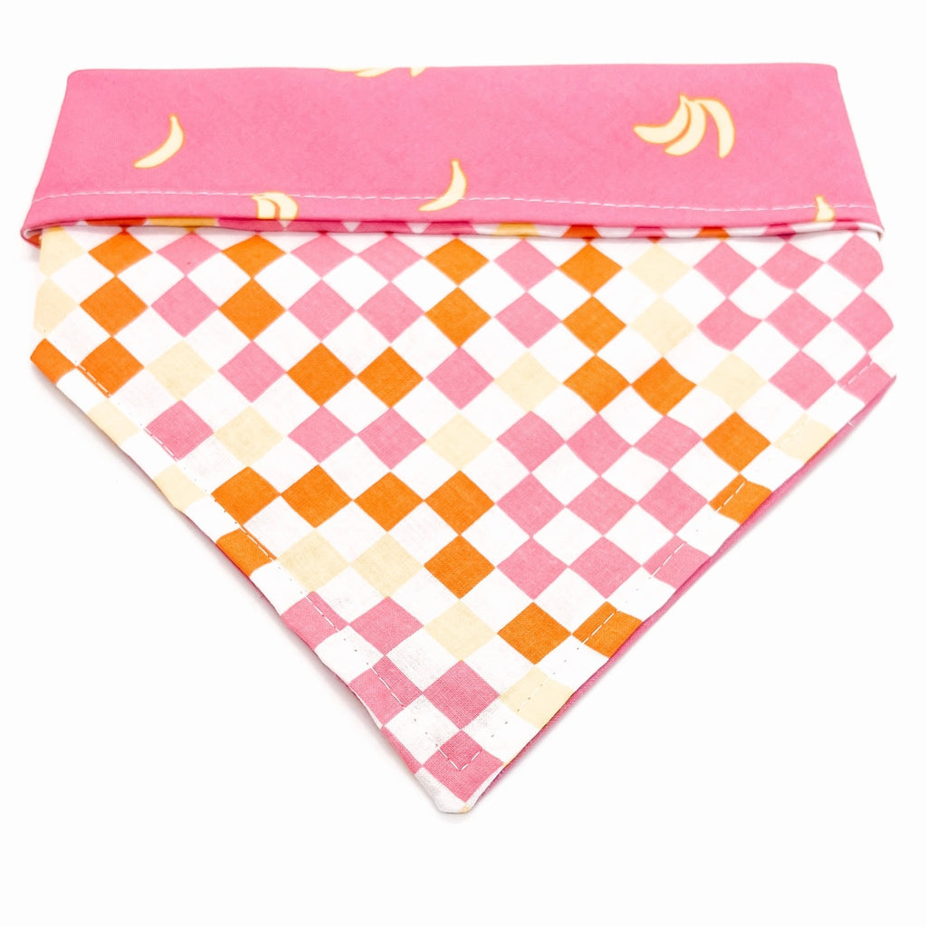 Going Bananas / Checkers Bandana - Reversible - Jersey Border Collars