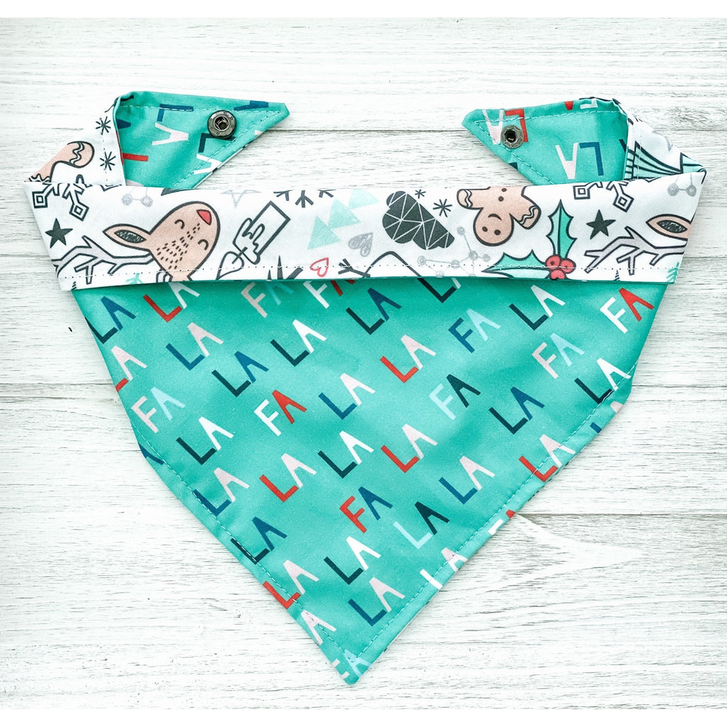 Fa La La / Doodle Snowman Bandana - Reversible - Jersey Border Collars