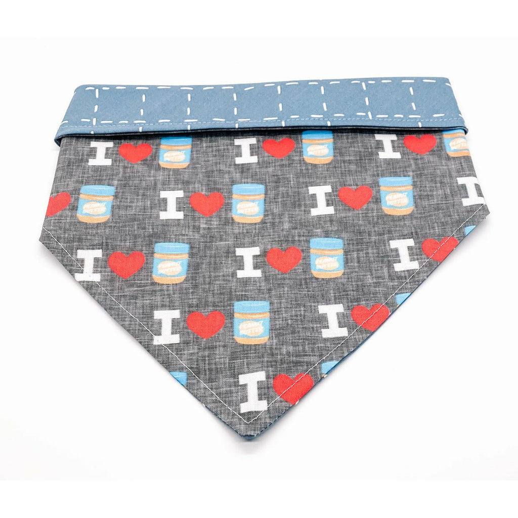 I Love Peanut Butter Bandana - Reversible - Jersey Border Collars