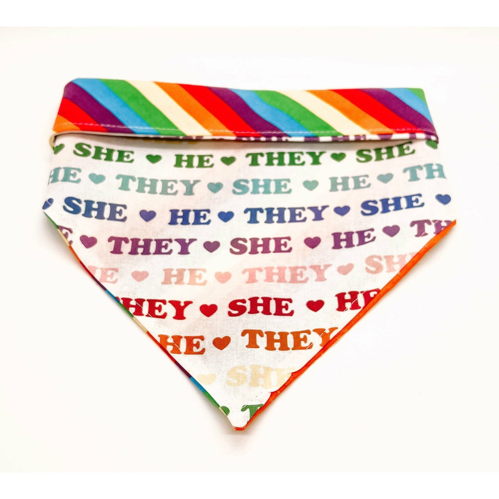 She, He, They / Pride Bandana - Reversible - Jersey Border Collars