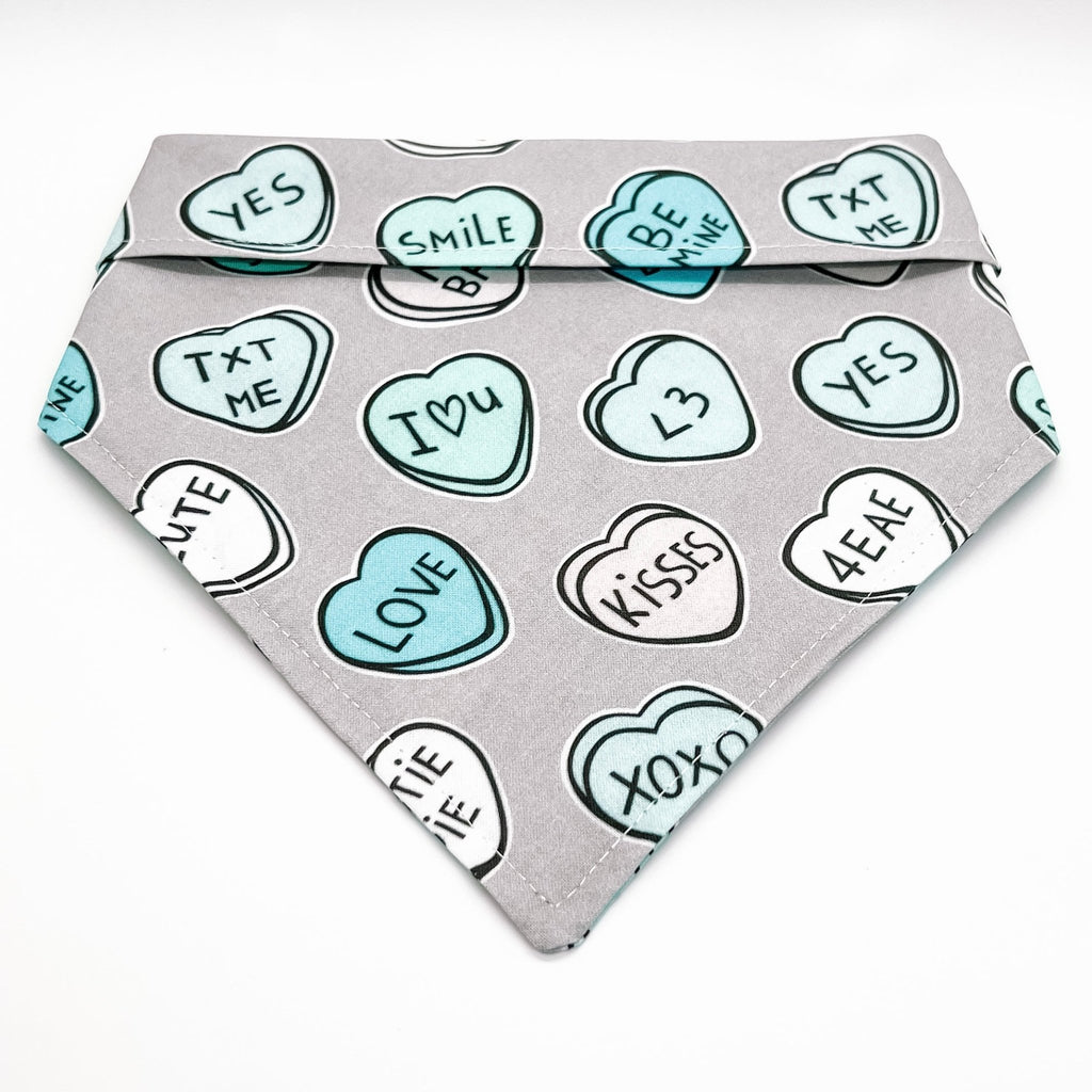 Tiffany Blue Conversation Hearts Bandana - Jersey Border Collars