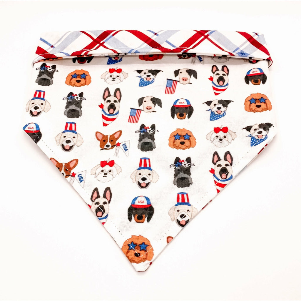 Red White & Bark Bandana - Reversible - Jersey Border Collars