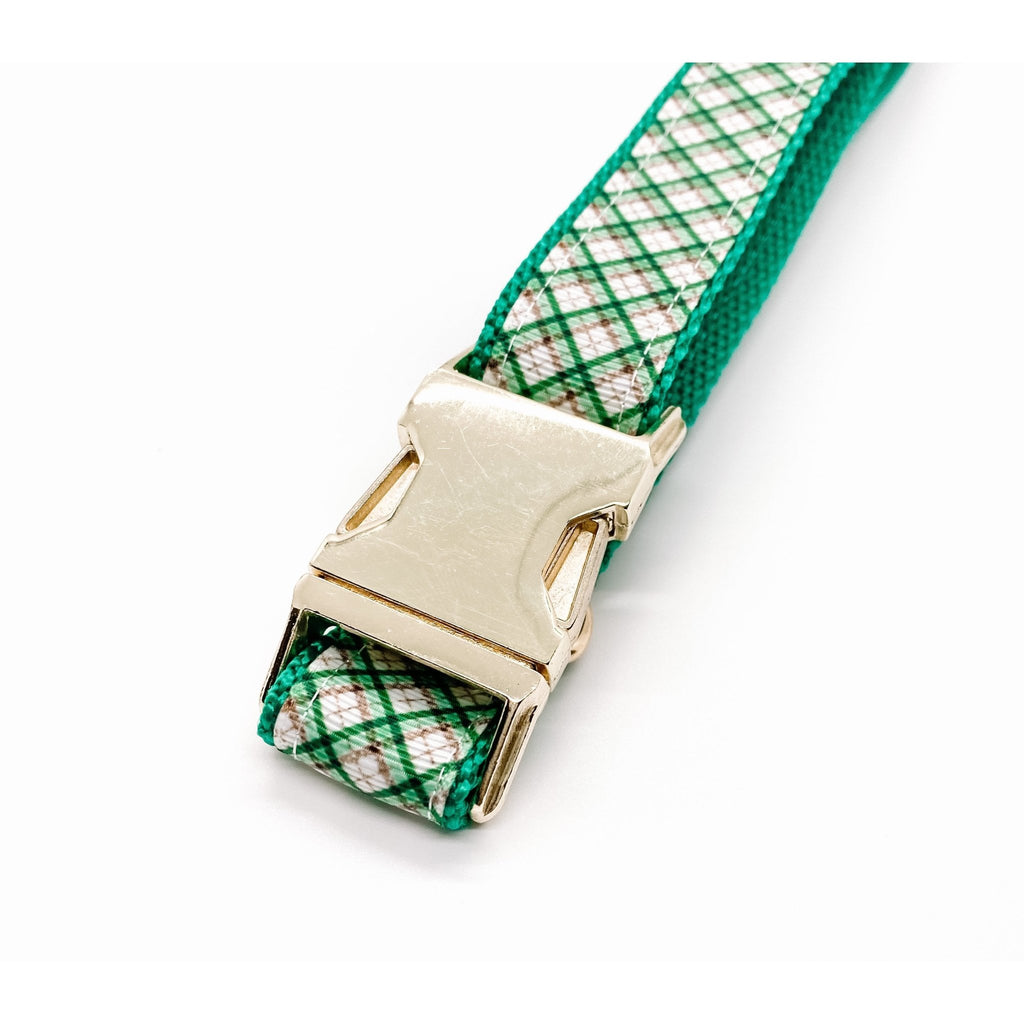 Green Plaid St. Patrick's Day Adjustable Collar - Jersey Border Collars