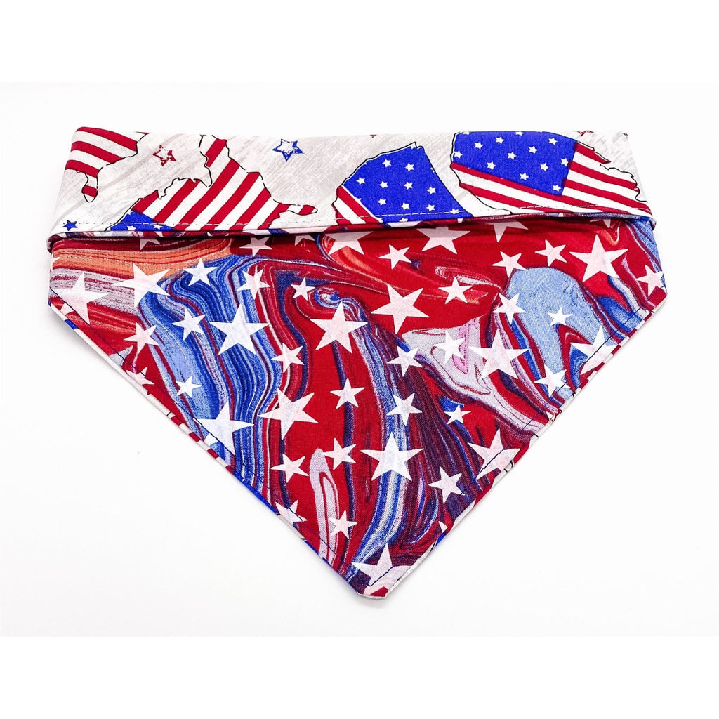 US Flag / Patriotic Swirl Bandana - Reversible - Jersey Border Collars