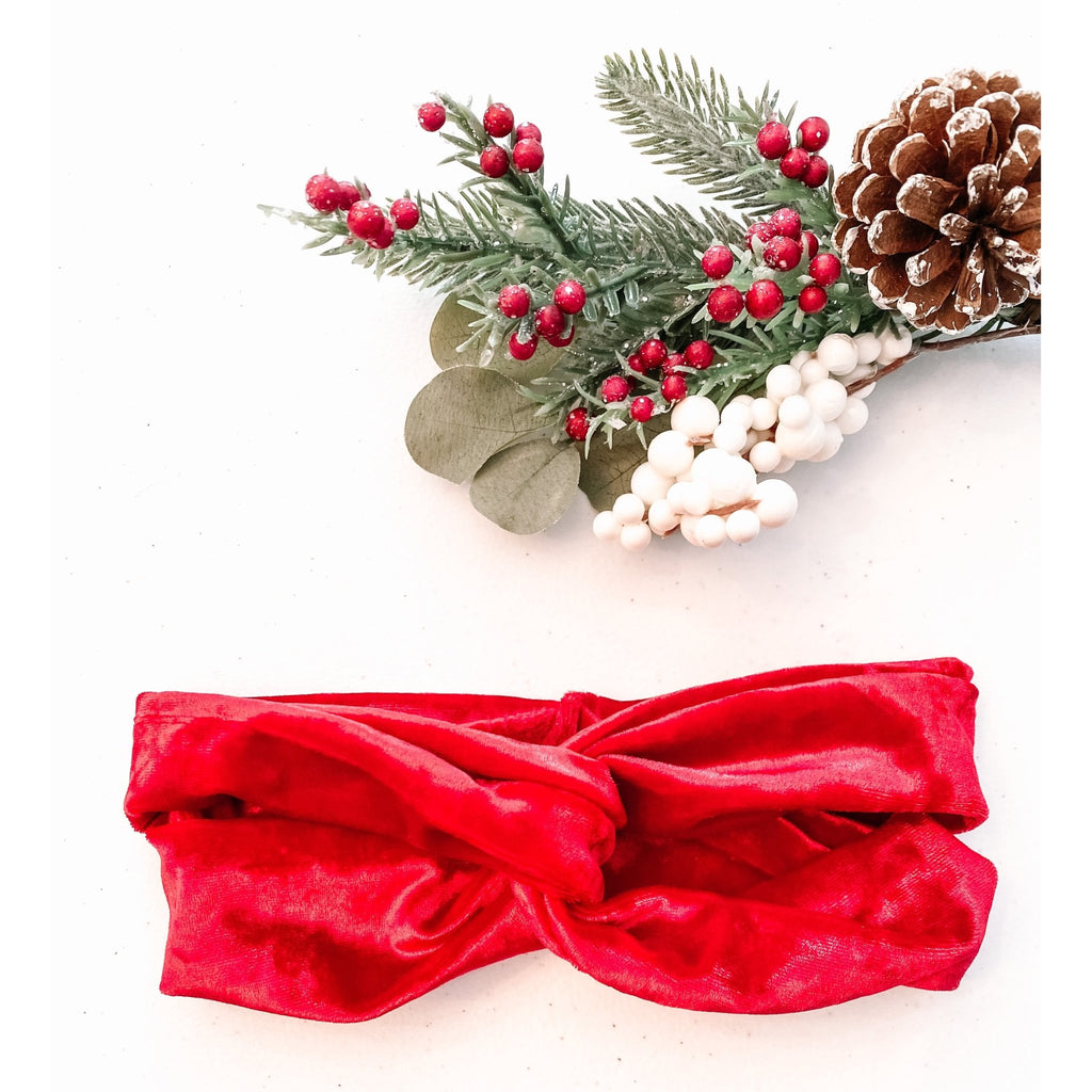 Red Velvet Turban Headband - Jersey Border Collars