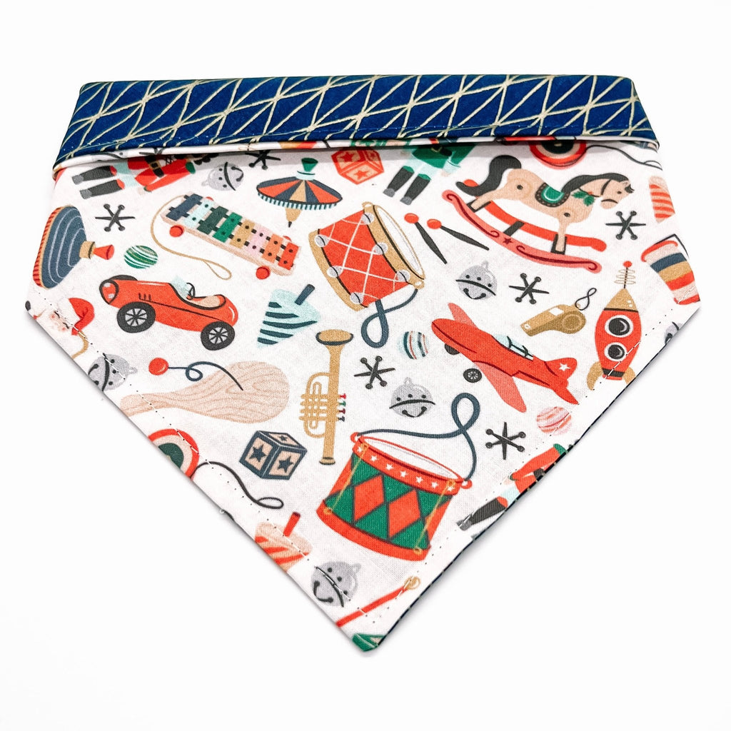 Vintage Christmas Toys Bandana - Reversible - Jersey Border Collars