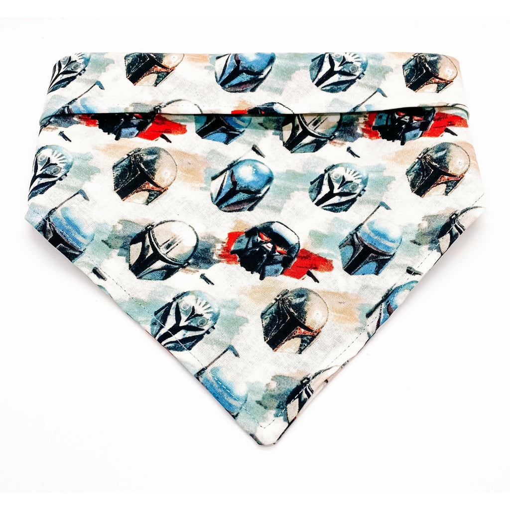 Mandalorian Watercolor Helms Bandana - Jersey Border Collars