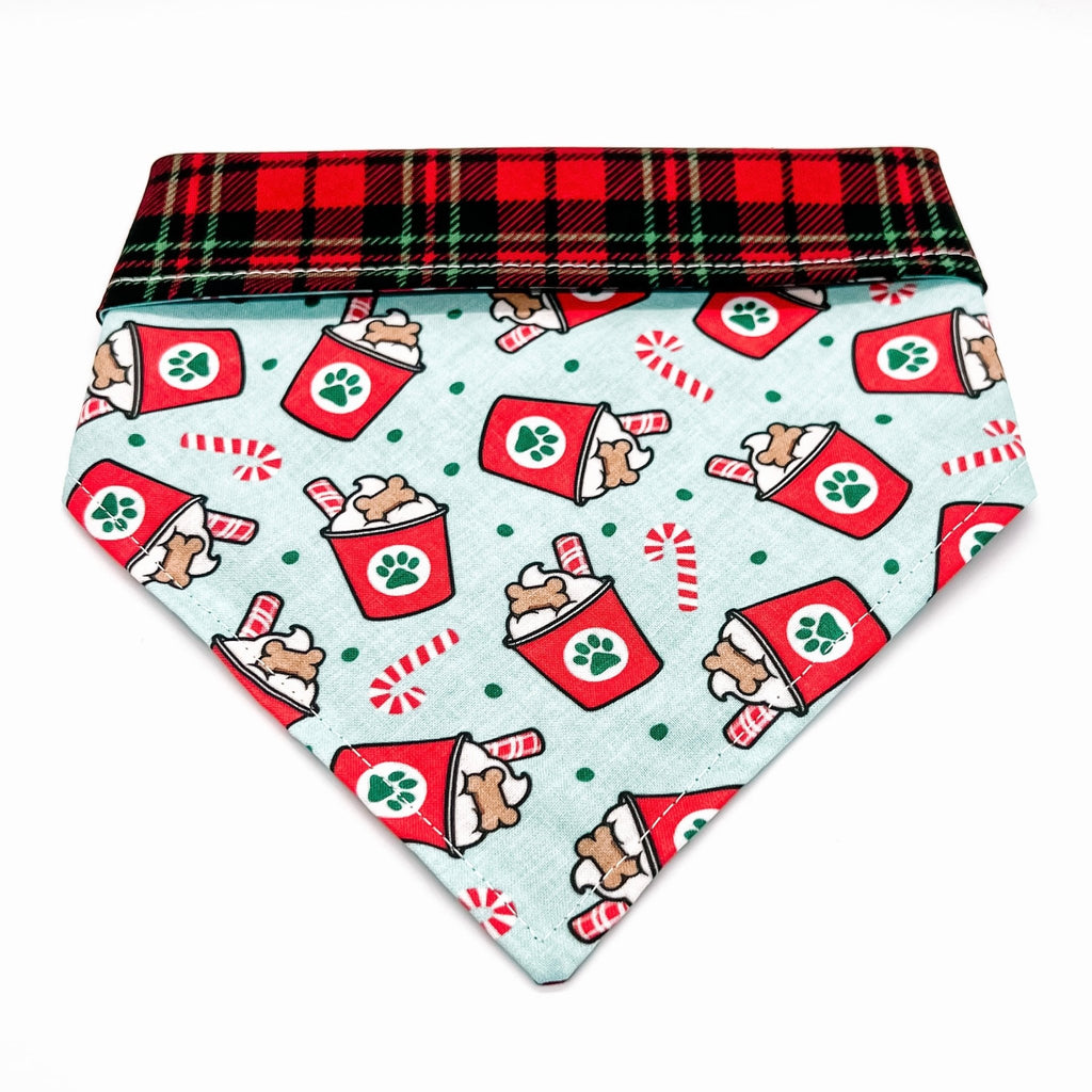 Puppermint Puppuchino / Plaid Bandana - Reversible - Jersey Border Collars