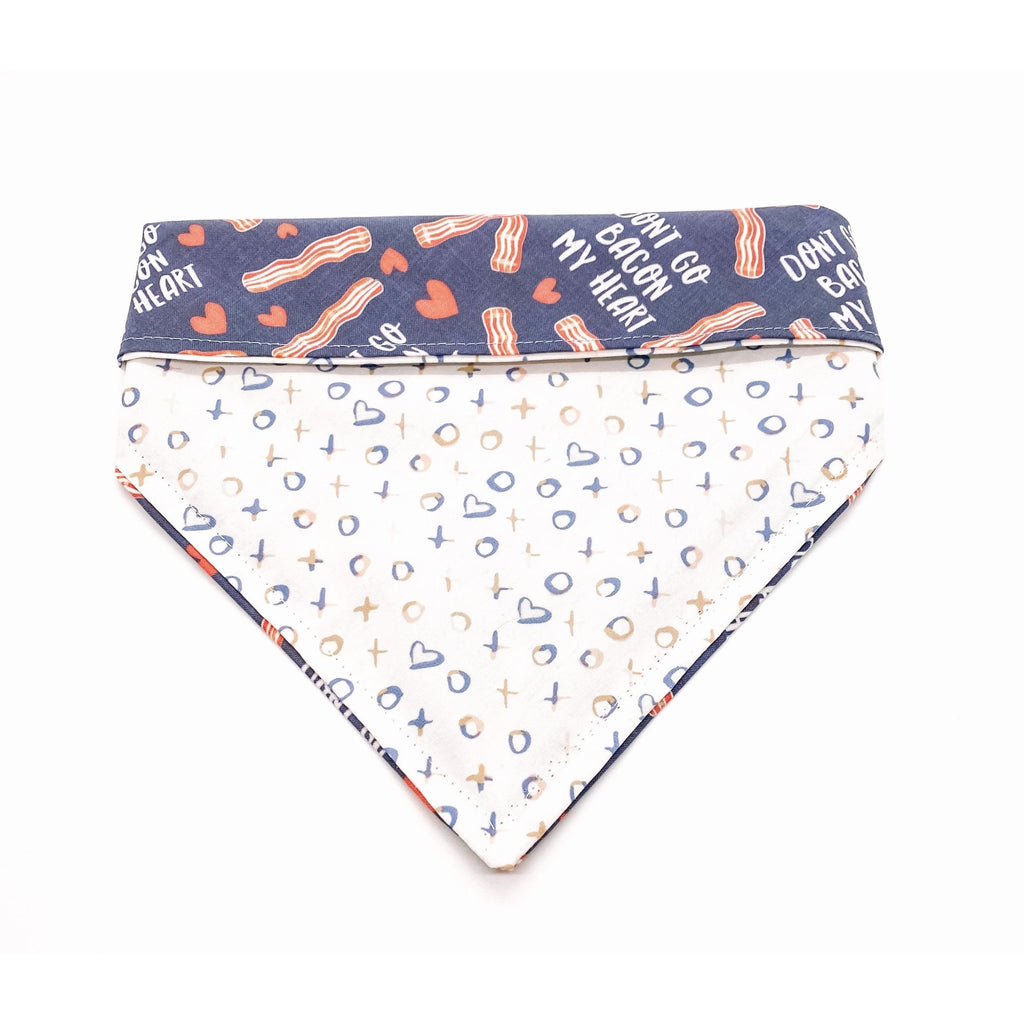 Don't Go Bacon My Heart / White XOXO Bandana - Reversible - Jersey Border Collars