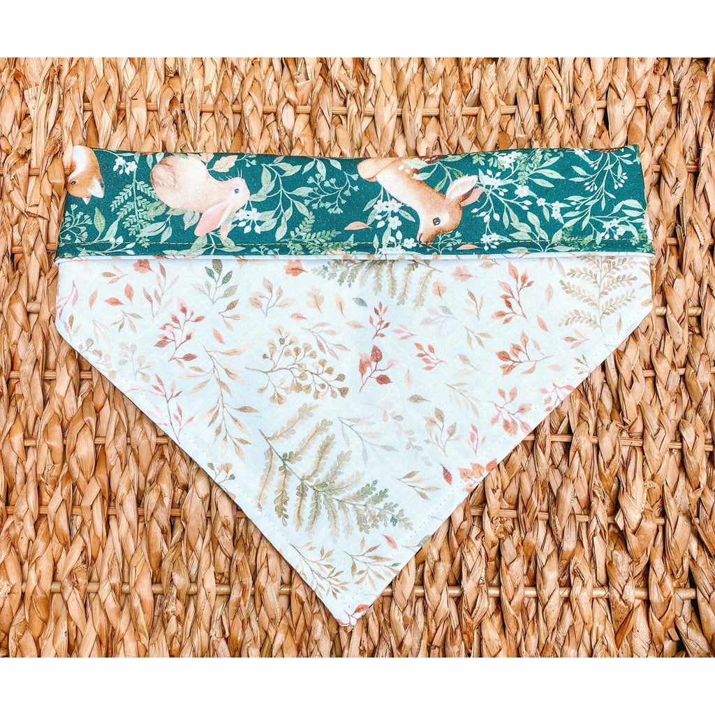 Bambi Forest / Autumn Fern Bandana - Reversible - Jersey Border Collars