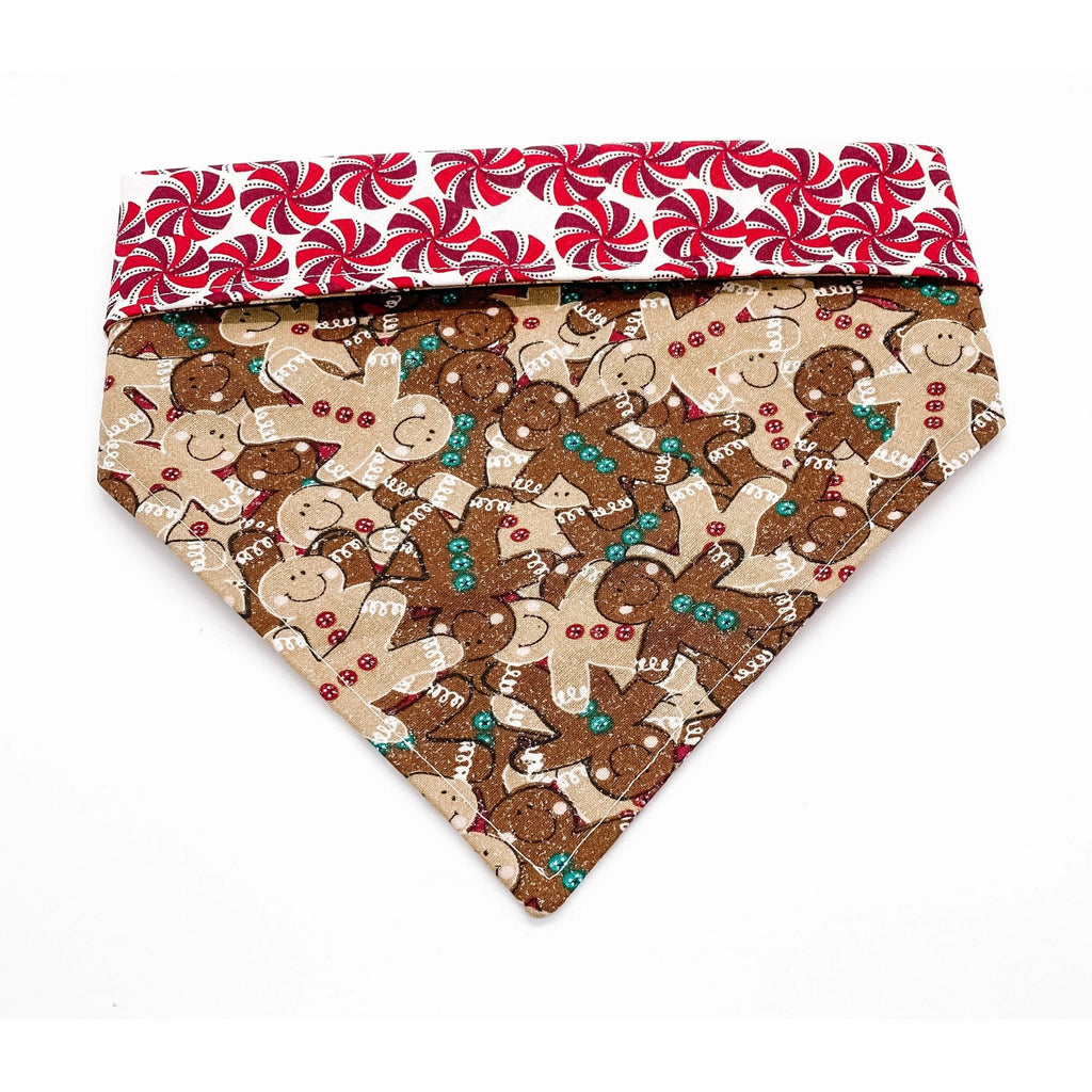 Gingerbread & Peppermint Cheer Bandana - Reversible - Jersey Border Collars