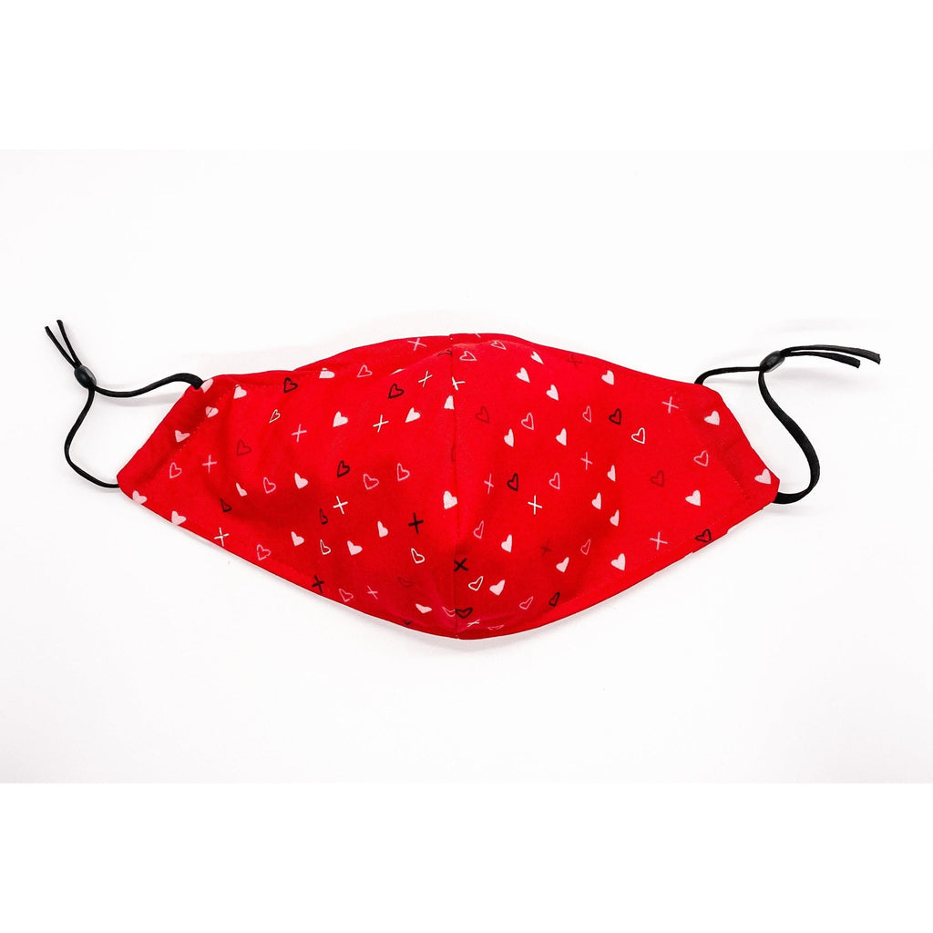 Red XOXO / Stripes Face Mask w Adjustable Straps - Jersey Border Collars