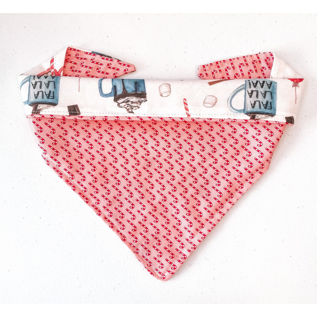 Hot Coco / Candy Cane Bandana - Reversible - Jersey Border Collars