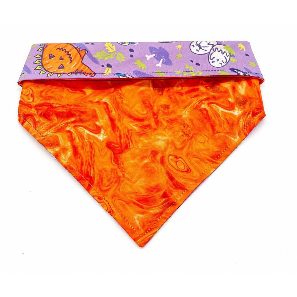 Spooky Scary Skeletons / Lava Bandana - Reversible - Jersey Border Collars