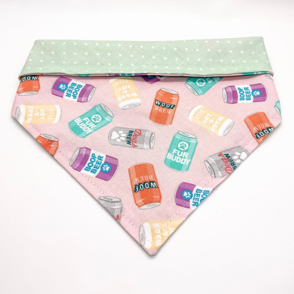 Pink Brew Buddy Bandana - Reversible - Jersey Border Collars