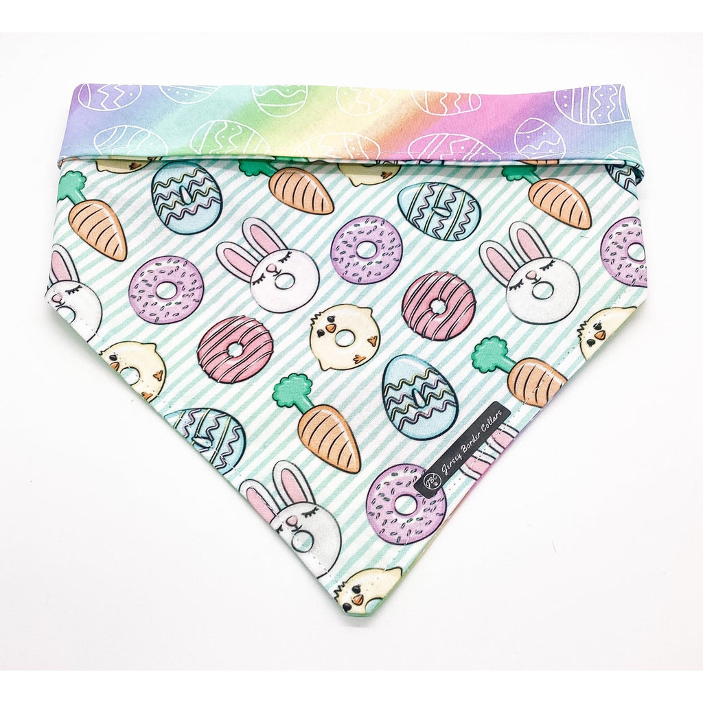 Easter Donuts / Rainbow Eggs Bandana - Reversible - Jersey Border Collars