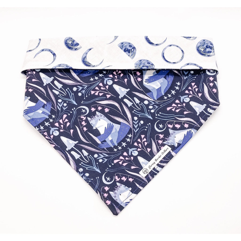 Luminescence Foxes / Moon Bandana - Reversible - Jersey Border Collars