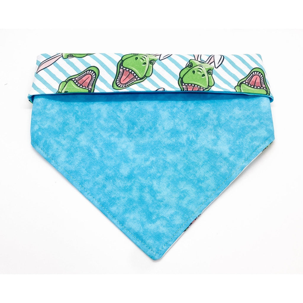 Dino Bunny / Blue Bandana - Reversible - Jersey Border Collars