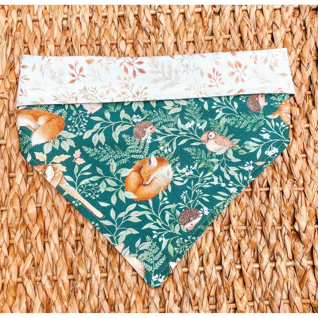 Bambi Forest / Autumn Fern Bandana - Reversible - Jersey Border Collars