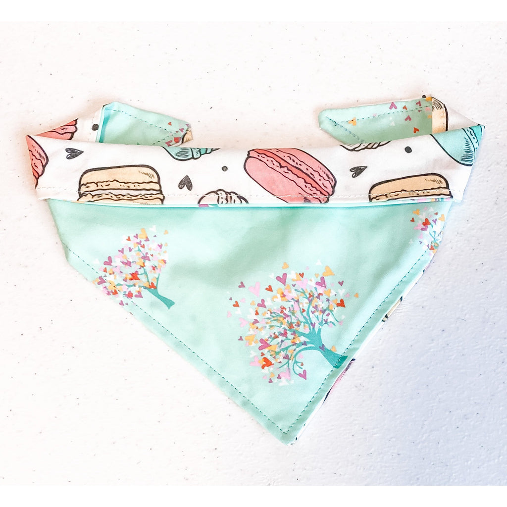 Macaroons / Growing Heart Tree Bandana - Reversible - Jersey Border Collars