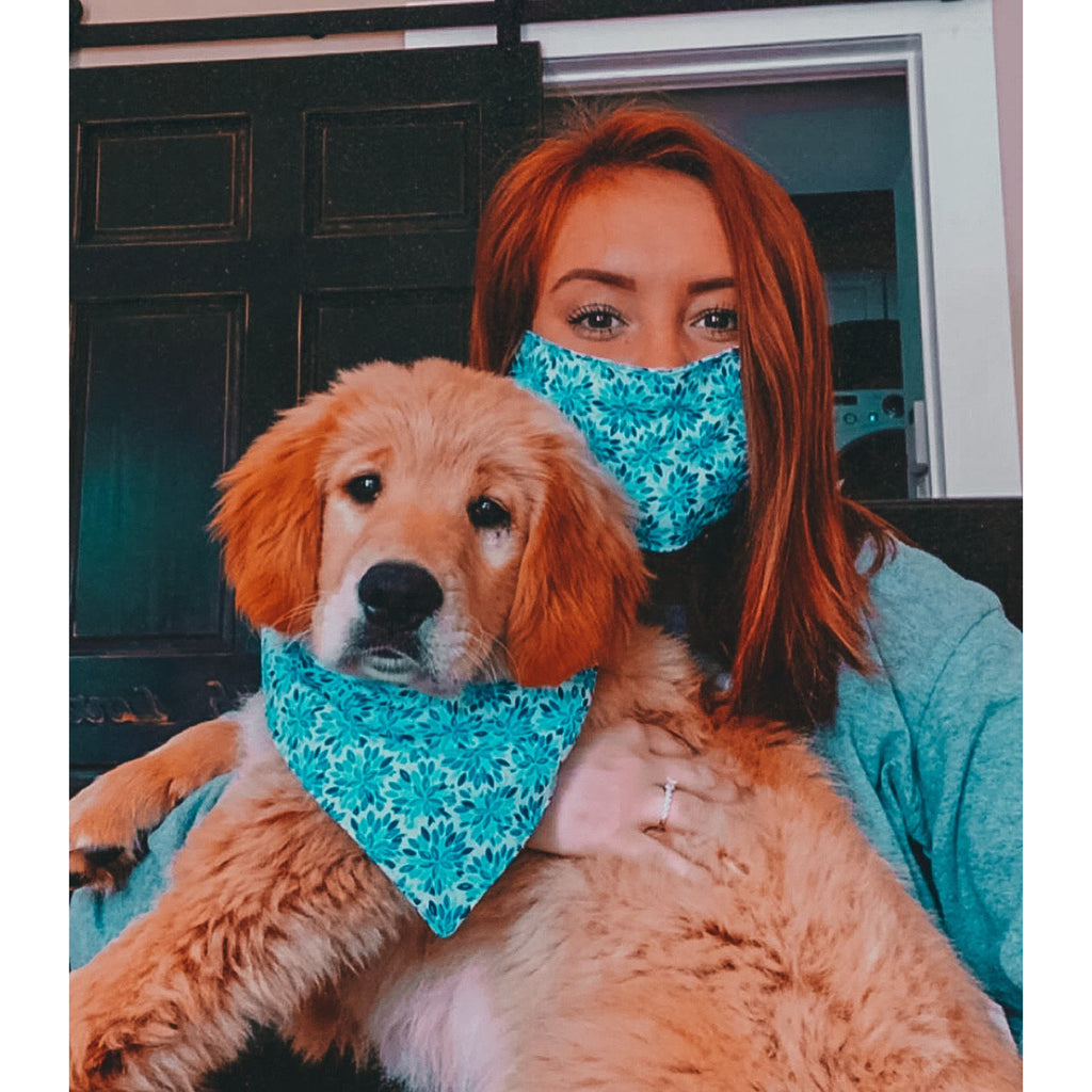 Blue Glory Dog Bandanna / Matching Mask - Jersey Border Collars