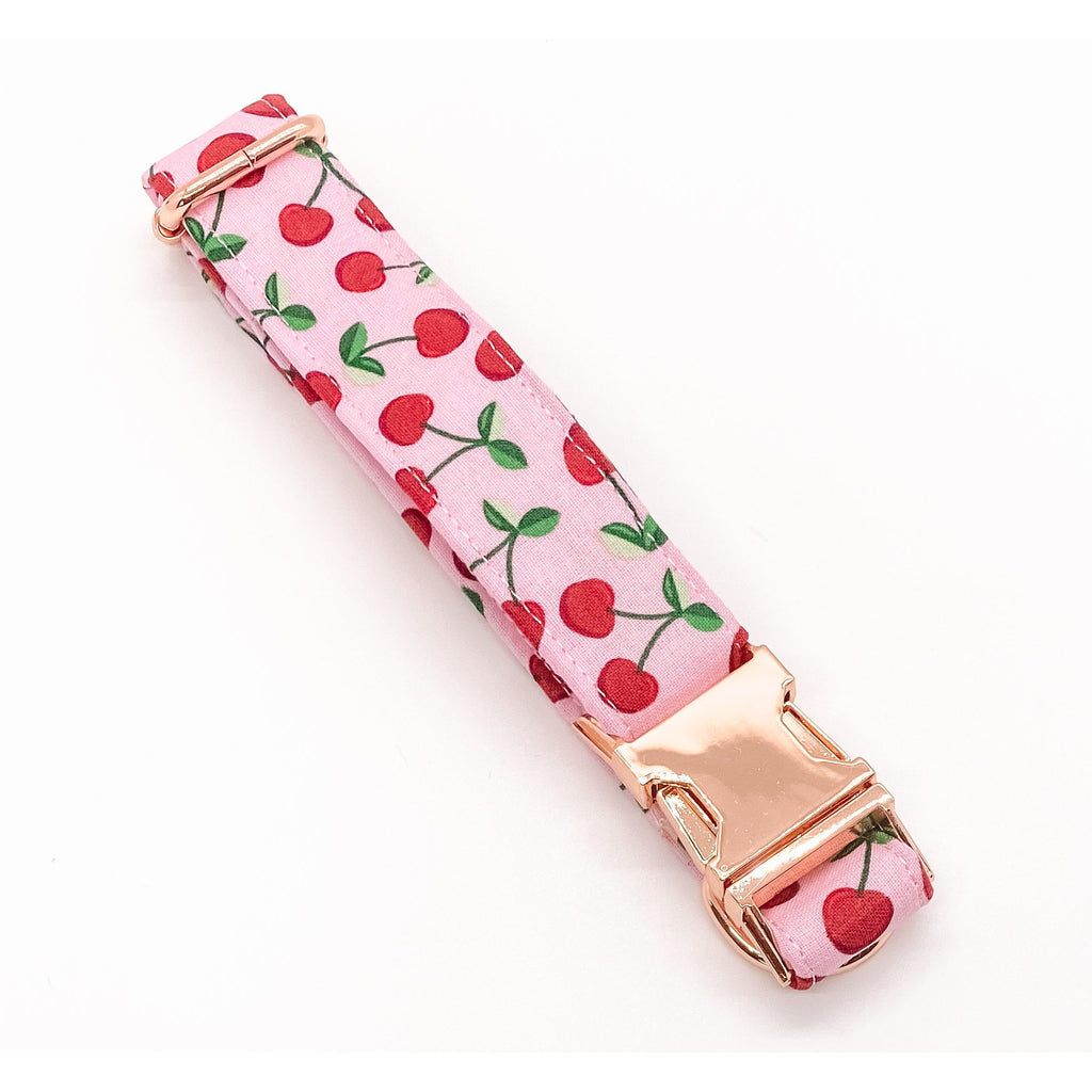 Pink Cherry Adjustable Collar - Jersey Border Collars