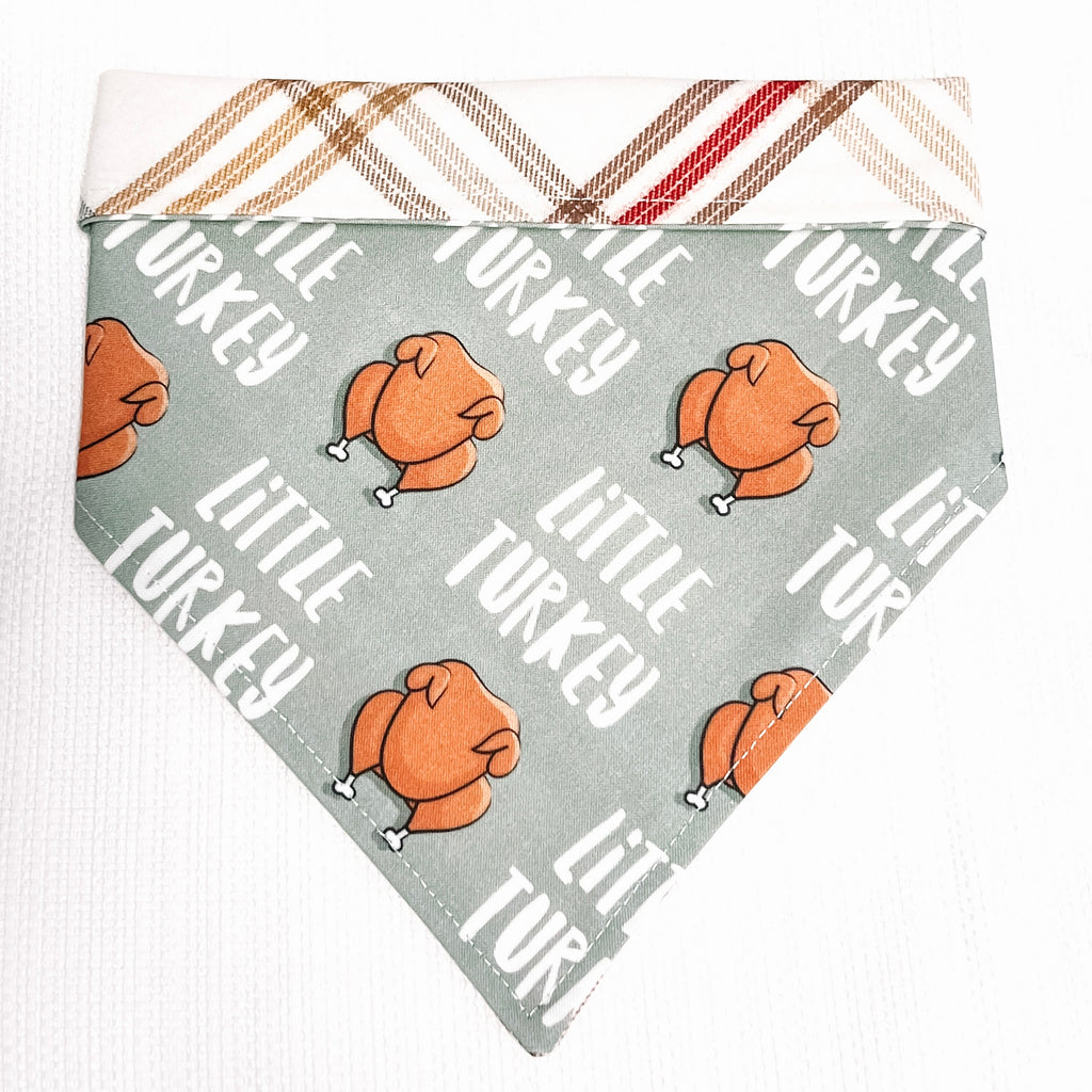 Little Turkey / Plaid Bandana - Reversible - Jersey Border Collars