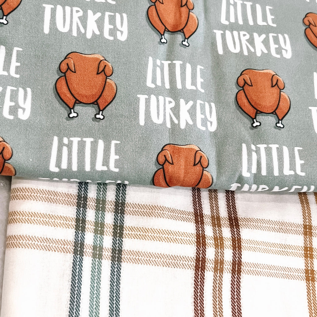 Little Turkey / Plaid Bandana - Reversible - Jersey Border Collars